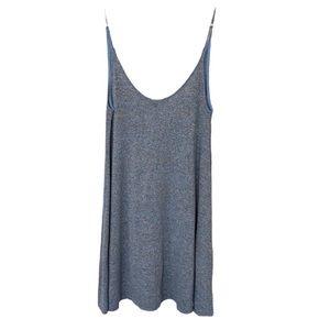 Aritzia Wilfred free jersey swing dress flowy dress blue white mini grey XXS